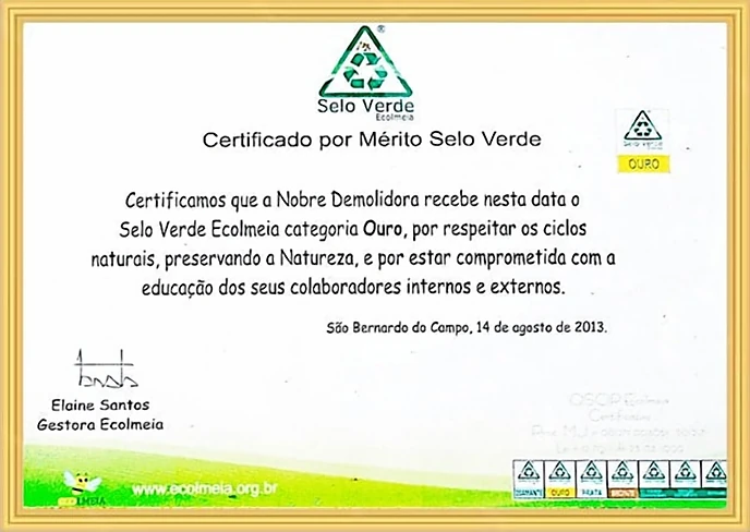 Selo Verde Ecolmeia Categoria Ouro