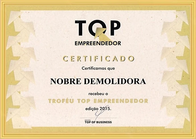 Certificado Top Empreendedor